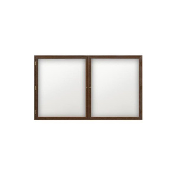 60"x36" 2-Door Wet/Dry Erase, Black Porcelain/Cherry Frame